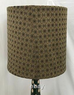 Vtg Mid Century Drum Barrel Lamp Shade Stars Atomic 50s 60 70s Brown Gold Fabric