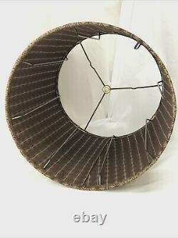 Vtg Mid Century Drum Barrel Lamp Shade Stars Atomic 50s 60 70s Brown Gold Fabric