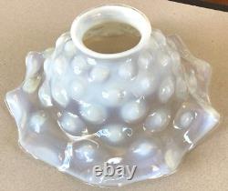 Vtg Opalescent Glass Light Lamp Shade Ruffle Edge Coin Dot Hobnail Globe