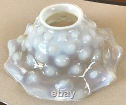 Vtg Opalescent Glass Light Lamp Shade Ruffle Edge Coin Dot Hobnail Globe