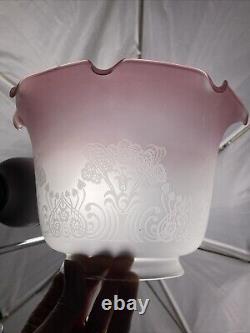 Vtg PAIR 2 Vianne 4 Gas Glass Lamp Shade Gasolier Floral Victorian Art Deco Oil
