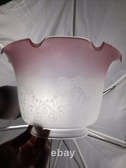 Vtg PAIR 2 Vianne 4 Gas Glass Lamp Shade Gasolier Floral Victorian Art Deco Oil