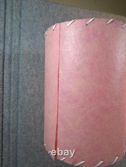 Vtg. Pair White Porcelain Boudoir Lamps/pink Fiberglass Whipstitch Shades-read