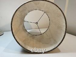 Vtg Pair of Burlap Drum Style Lamp Shade Classic Mid Century Modern 9X 8 1960s