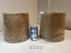 Vtg Pair of Burlap Drum Style Lamp Shade Classic Mid Century Modern 9X 8 1960s