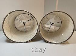 Vtg Pair of Burlap Drum Style Lamp Shade Classic Mid Century Modern 9X 8 1960s