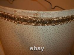 Vtg Set Of 2 Textured Fabric Drum Lamp Shades Gold Trim Mid Century 11 1/4 Tall