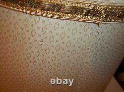 Vtg Set Of 2 Textured Fabric Drum Lamp Shades Gold Trim Mid Century 11 1/4 Tall