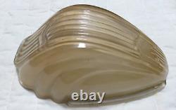 Vtg Slip Shade Chevron Markel Clamshell Replacement Art Deco Fixture Peach Beige