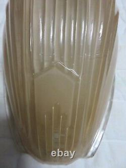 Vtg Slip Shade Chevron Markel Clamshell Replacement Art Deco Fixture Peach Beige