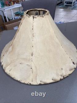 Vtg Southwestern Rawhide Leather Lamp Shade 22 At Bottom Handmade Rustic Cabin
