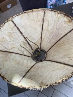 Vtg Southwestern Rawhide Leather Lamp Shade 22 At Bottom Handmade Rustic Cabin
