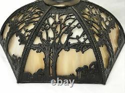 Vtg Stained Glass Lamp Shade Arts & Crafts Deco Mission Tiffany Style 17 6panel