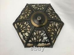 Vtg Stained Glass Lamp Shade Arts & Crafts Deco Mission Tiffany Style 17 6panel