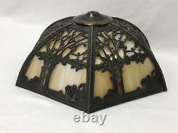 Vtg Stained Glass Lamp Shade Arts & Crafts Deco Mission Tiffany Style 17 6panel