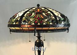 Vtg Stained Glass Lamp Shade Arts & Crafts Deco Mission Tiffany Style 20 Large