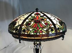 Vtg Stained Glass Lamp Shade Arts & Crafts Deco Mission Tiffany Style 20 Large