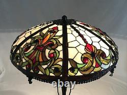Vtg Stained Glass Lamp Shade Arts & Crafts Deco Mission Tiffany Style 20 Large