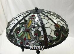 Vtg Stained Glass Lamp Shade Arts & Crafts Deco Mission Tiffany Style 20 Large