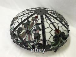 Vtg Stained Glass Lamp Shade Arts & Crafts Deco Mission Tiffany Style 20 Large