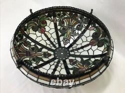 Vtg Stained Glass Lamp Shade Arts & Crafts Deco Mission Tiffany Style 20 Large