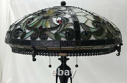 Vtg Stained Glass Lamp Shade Arts & Crafts Deco Mission Tiffany Style 20 Large