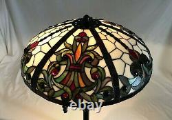 Vtg Stained Glass Lamp Shade Arts & Crafts Deco Mission Tiffany Style 20 Large