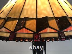 Vtg Stained Glass Lamp Shade Arts & Crafts Mission Tiffany Style 20 Large, Slag