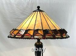 Vtg Stained Glass Lamp Shade Arts & Crafts Mission Tiffany Style 20 Large, Slag