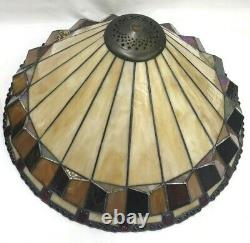 Vtg Stained Glass Lamp Shade Arts & Crafts Mission Tiffany Style 20 Large, Slag