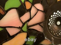 Vtg Stained Glass Lamp Shade Tiffany Style 20.5 x 10h Pendant hanging or Table