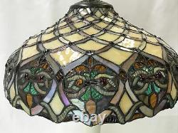 Vtg Stained Slag Glass Lamp Shade Arts & Crafts Mission Deco Tiffany Style 16
