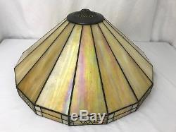 Vtg Stained Slag Glass Leaded Lamp Shade 20 Mission Arts & Crafts Floor Table