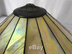Vtg Stained Slag Glass Leaded Lamp Shade 20 Mission Arts & Crafts Floor Table