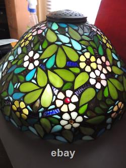 Vtg Stamped Numbered Dale Tiffany Stained Glass Lamp Shade Floral 16 Shade