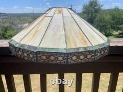 Vtg Tiffany Style Mission Slag Stained Glass Lamp Shade 14 W Arts Crafts