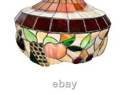 Vtg Tiffany Style Shade Slag Stained Glass Shade Handmade Fruit Design Withchain