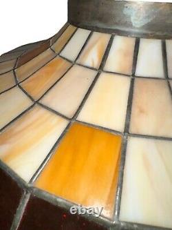 Vtg Tiffany Style Shade Slag Stained Glass Shade Handmade Fruit Design Withchain