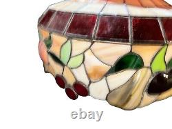 Vtg Tiffany Style Shade Slag Stained Glass Shade Handmade Fruit Design Withchain