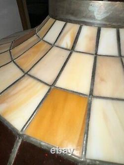 Vtg Tiffany Style Shade Slag Stained Glass Shade Handmade Fruit Design Withchain