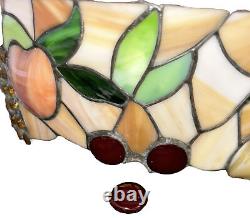 Vtg Tiffany Style Shade Slag Stained Glass Shade Handmade Fruit Design Withchain