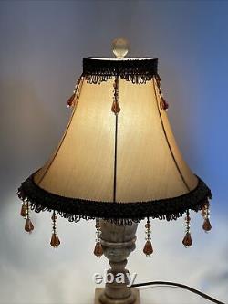 Vtg Victorian Art Deco Boho Style Lamp Shade 13 Gold Brown Beaded Tassel Fringe