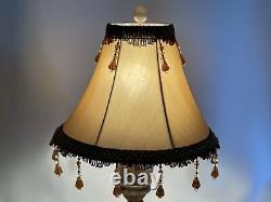 Vtg Victorian Art Deco Boho Style Lamp Shade 13 Gold Brown Beaded Tassel Fringe