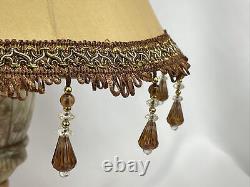 Vtg Victorian Art Deco Boho Style Lamp Shade 13 Gold Brown Beaded Tassel Fringe