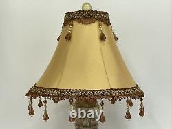 Vtg Victorian Art Deco Boho Style Lamp Shade 13 Gold Brown Beaded Tassel Fringe