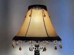 Vtg Victorian Art Deco Boho Style Lamp Shade 13 Gold Brown Beaded Tassel Fringe