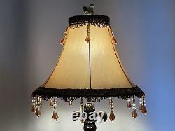 Vtg Victorian Art Deco Boho Style Lamp Shade 13 Gold Brown Beaded Tassel Fringe