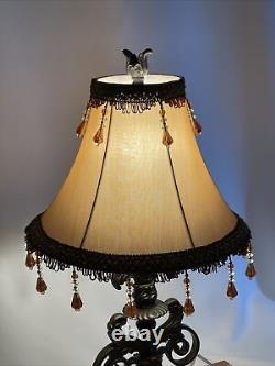 Vtg Victorian Art Deco Boho Style Lamp Shade 13 Gold Brown Beaded Tassel Fringe