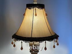 Vtg Victorian Art Deco Boho Style Lamp Shade 13 Gold Brown Beaded Tassel Fringe