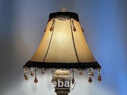 Vtg Victorian Art Deco Boho Style Lamp Shade 13 Gold Brown Beaded Tassel Fringe